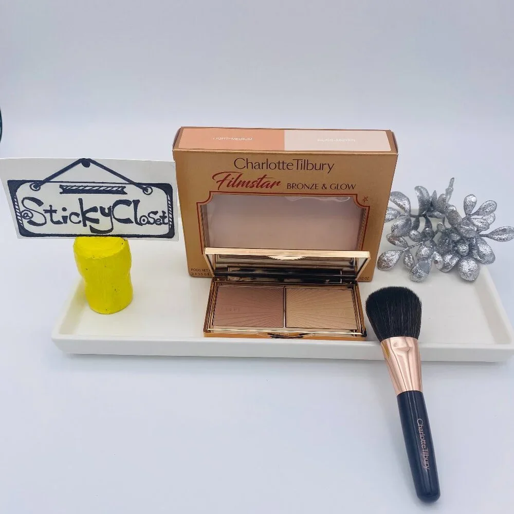 Charlotte Tilbury Beauty Set-Brush & Filmstar Bronze Glow Palette-2pc-BOXED-NEW
